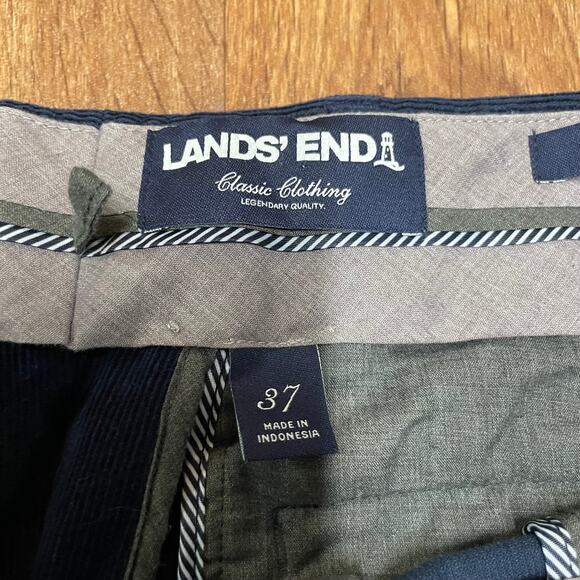 Lands End Mens Navy Blue Corduroy Pants Traditional Fit Classic Trousers 37Wx29L - Picture 7 of 9